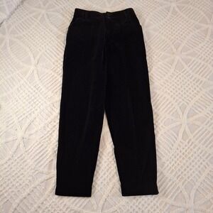 Eddie Bauer Black Velvet‎ Size 6 Petite Trousers Pants Double Button Waist